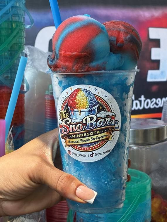 A blue raspberry rainbow Sno Globe