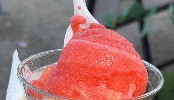 Strawberry and mango Philly water ice